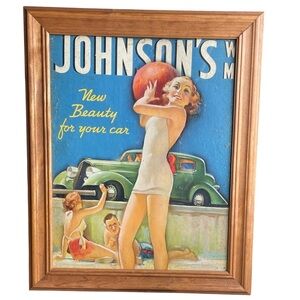 Vintage Car Advertisement Framed Art